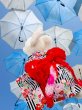 画像1: 浴衣2022 　縞に花結び(黒) (1)