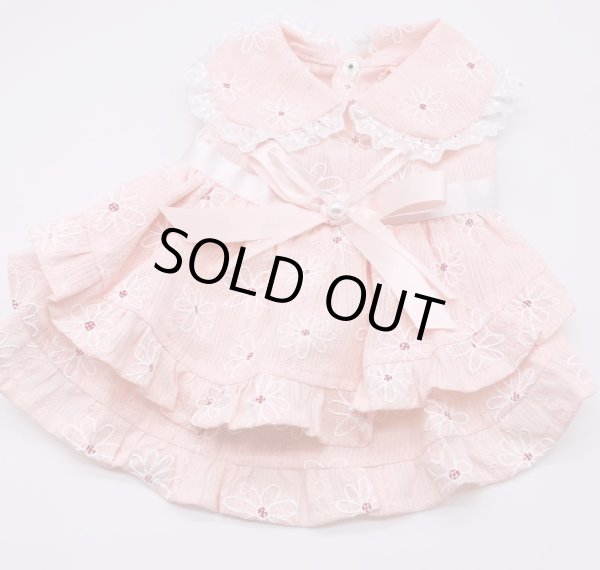 画像4: お花刺繍＆レースワンピース　ピンク (4)