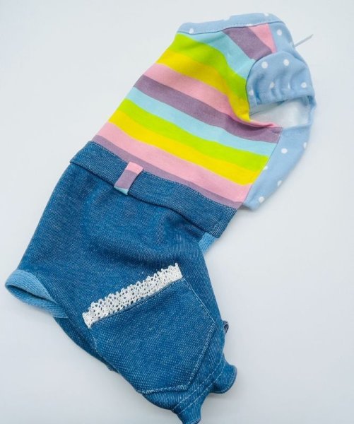 画像5: ボーダーニット&ドットワンピース/オールインワン (5)