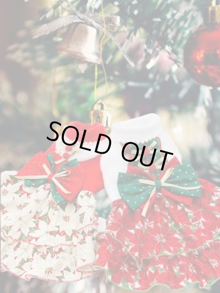 画像7: クリスマス ポインセチア白　ワンピース/オールインワン (7)