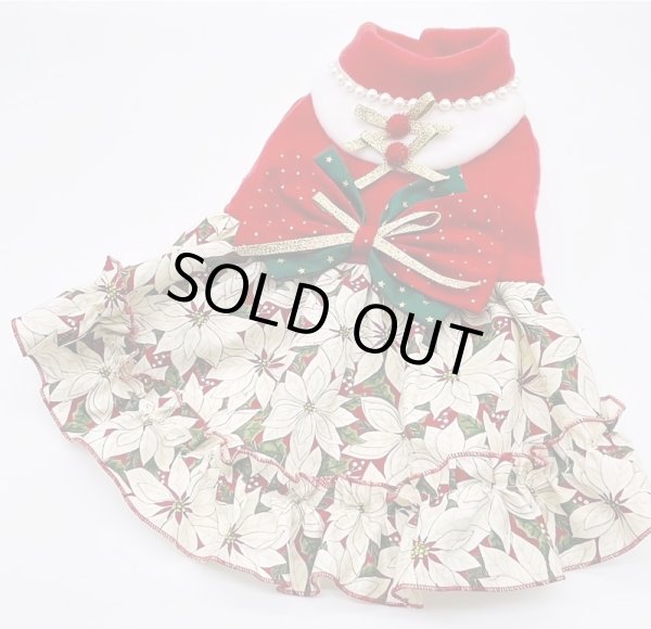 画像2: クリスマス ポインセチア白　ワンピース/オールインワン (2)