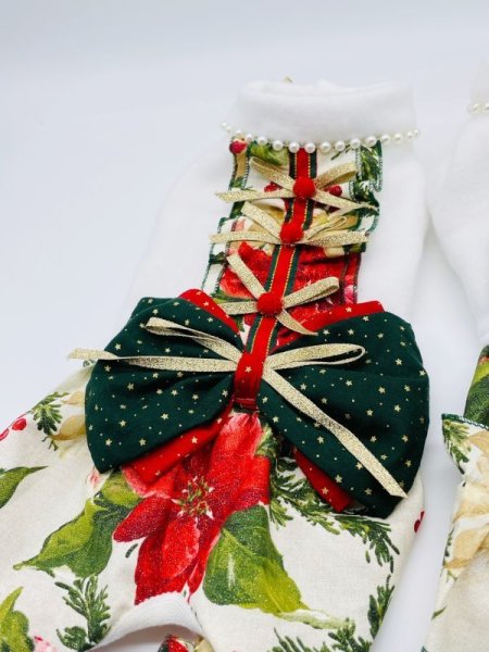 画像6: クリスマス ワンピース/オールインワン　金ラメポインセチア (6)