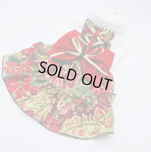 画像6: クリスマス ワンピース/オールインワン  金ラメポインセチア＆ペイズリー (6)