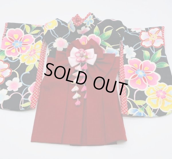 画像4: 犬服/猫服　袴　京・金彩友禅 常初花 (黒)　サザンクロス赤レンガ (4)