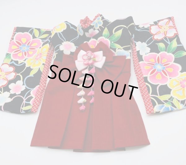 画像5: 犬服/猫服　袴　京・金彩友禅 常初花 (黒)　サザンクロス赤レンガ (5)