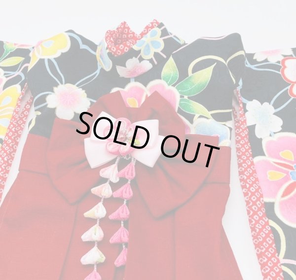 画像3: 犬服/猫服　袴　京・金彩友禅 常初花 (黒)　サザンクロス赤レンガ (3)