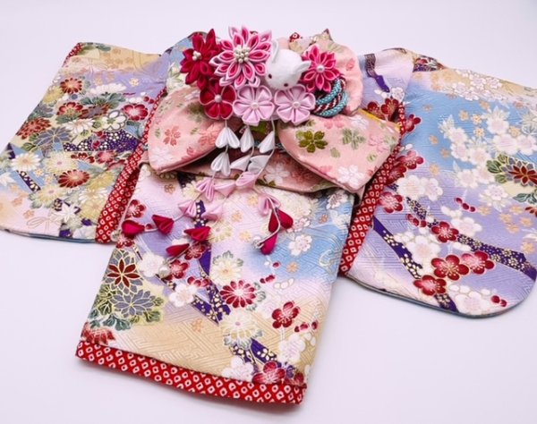 画像4: 犬服/猫服　晴れ着　京・金彩友禅 地紙文花づくし（霞）  振袖スタイル　お引きづり/通常着丈選択可能 (4)