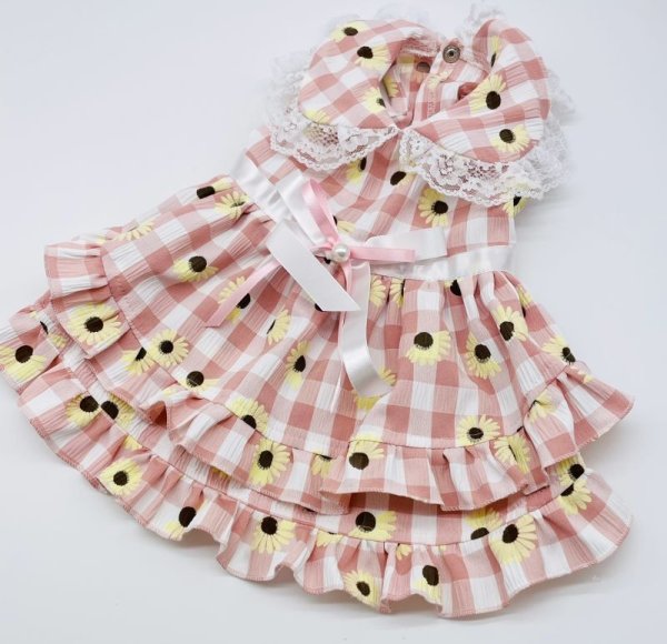 画像3: チェック＆お花ワンピース (3)