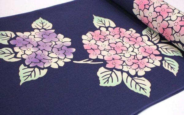 画像4: 浴衣 紫陽花　Navyxピンク (4)