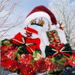 画像1: クリスマス ワンピース/オールインワン　金ラメポインセチア 緑 (1)
