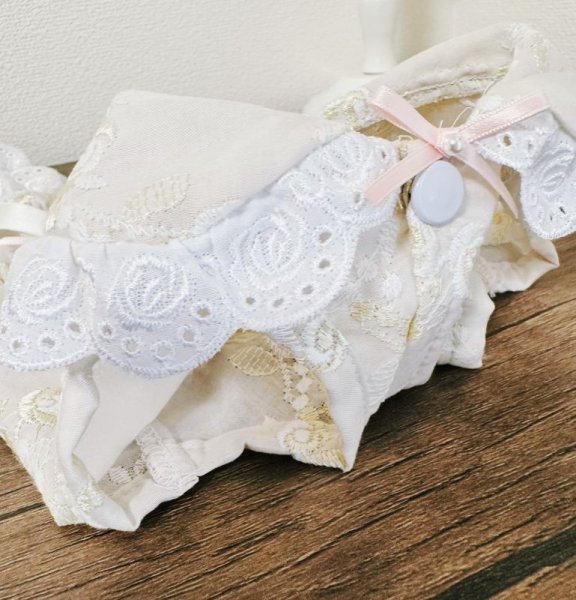 画像4: ばら刺繍レースワンピース 　オフベージュ (4)