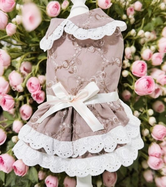 画像2: ばら刺繍レースワンピース 　モスピンク (2)