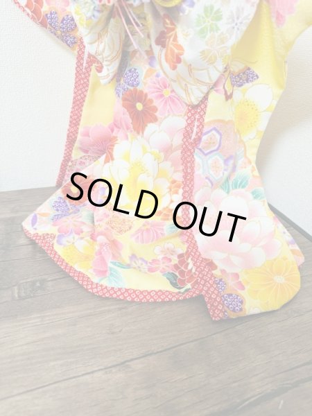 画像4: 犬服/猫服　晴れ着　京・金彩友禅　雪輪牡丹蝶文　振袖スタイル　お引きづり/通常着丈選択可能 (4)