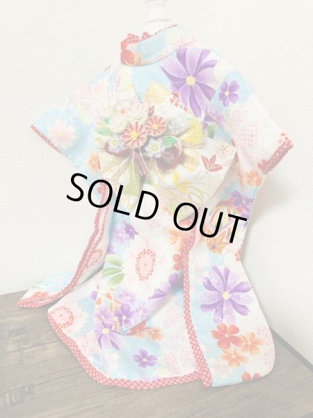 画像5: 犬服/猫服　晴れ着　京・金彩友禅  石畳花手毬　振袖スタイル　お引きづり/通常着丈選択可能 (5)