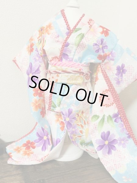 画像6: 犬服/猫服　晴れ着　京・金彩友禅  石畳花手毬　振袖スタイル　お引きづり/通常着丈選択可能 (6)