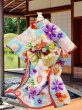 画像1: 犬服/猫服　晴れ着　京・金彩友禅  石畳花手毬　振袖スタイル　お引きづり/通常着丈選択可能 (1)