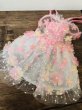 画像1: 立体お花チュールレースワンピース　ピンク/黄色 (1)
