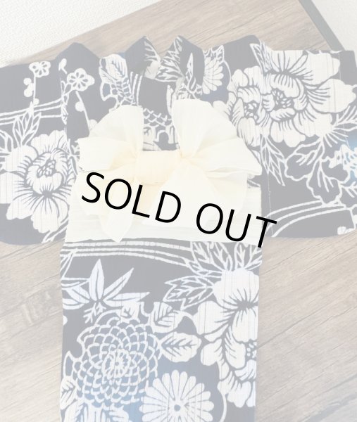 画像5: 浴衣  綿麻 雪輪菊牡丹 (5)