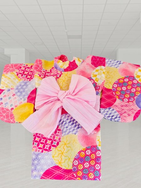 画像3: 浴衣  lリップル丸小紋　ピンク (3)