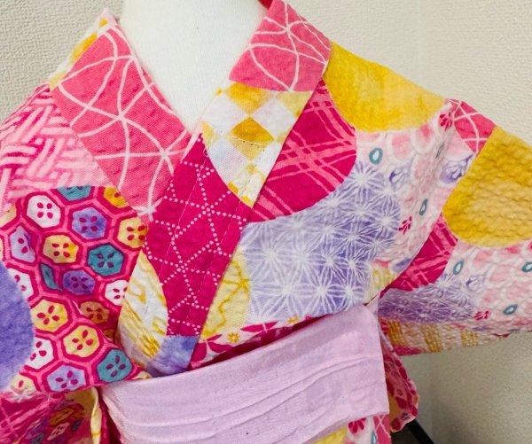 画像5: 浴衣  lリップル丸小紋　ピンク (5)