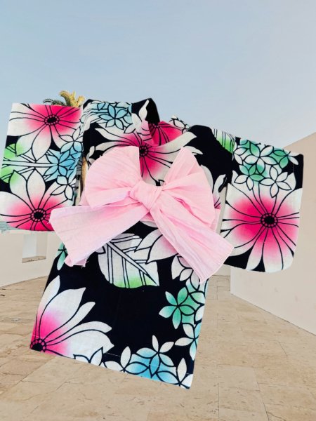 画像2: 浴衣  本染　鮮やかなお花 (2)