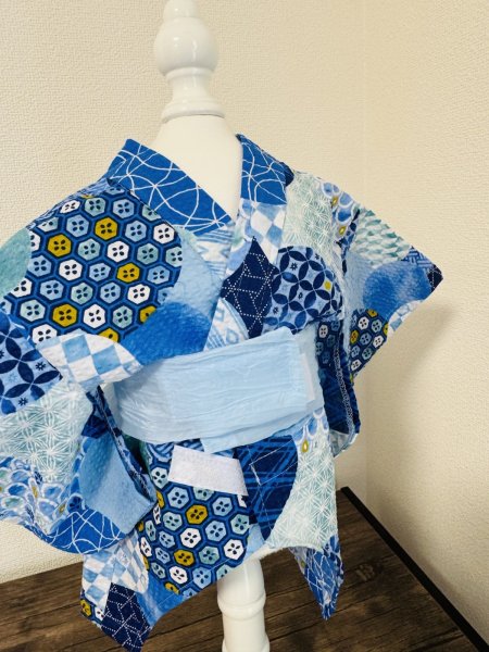 画像4: 浴衣  lリップル丸小紋　ブルー (4)