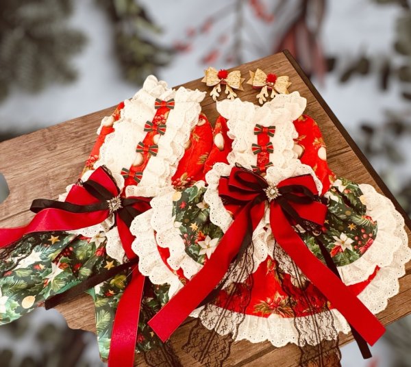 画像1: レトロクリスマスワンピース/オールインワン  (1)