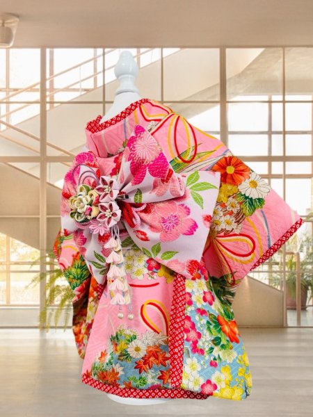 画像2: 犬服/猫服　晴れ着　京・金彩友禅 　振袖スタイル　お引きづり/通常着丈選択可能 (2)
