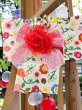 画像2: 浴衣  かぎあみ風お花、小鳥プリント (2)