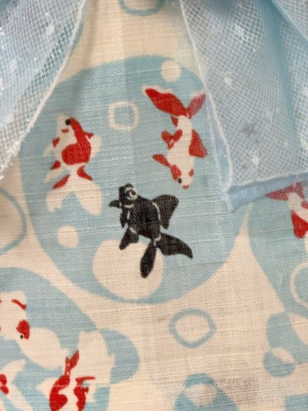 画像4: 浴衣  きんぎょ水色　麻 (4)