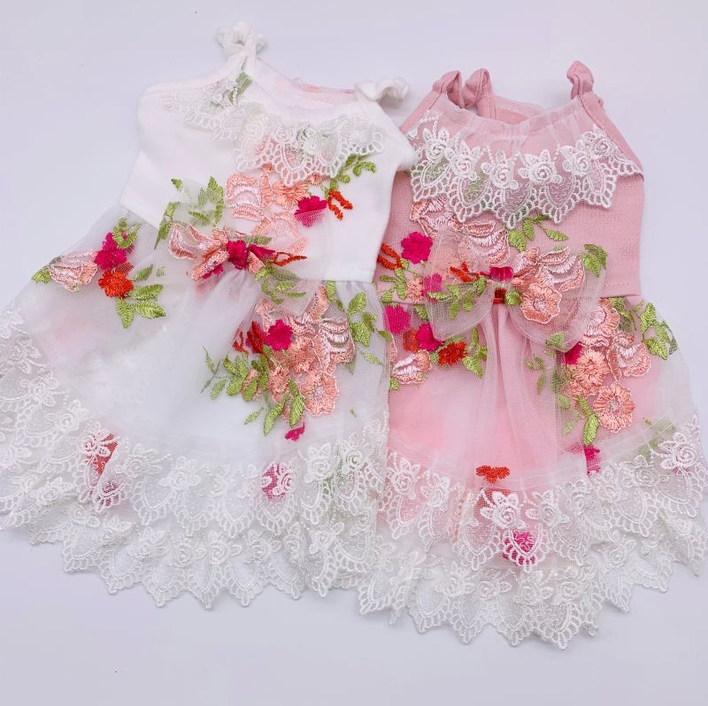 *handmade*outfit　ピンクの薔薇ワンピセット　生成チュールレース